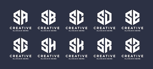 Zeshoekig letterteken S met ander logo-ontwerp.