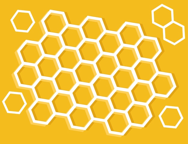 Zeshoekige goudgele honingraatpatroonpapier gesneden achtergrond