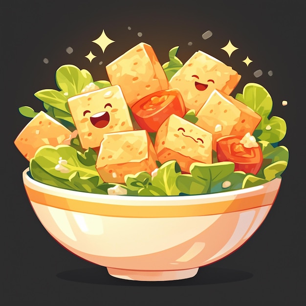 Vector zesty caesar salad with croutons and parmesan