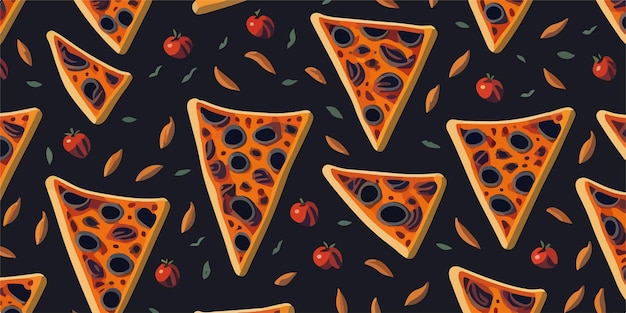 Vector zesty delights colorful pizza pattern vector design