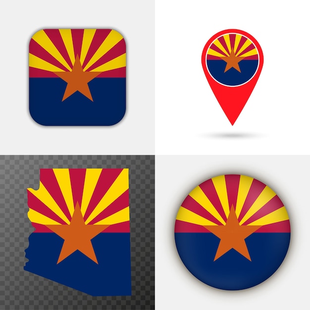 Zet de vlag van de staat arizona vector illustratie