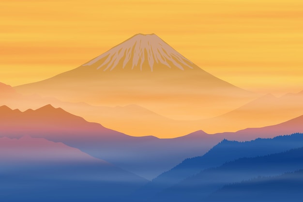 Zet Fuji in Japan op bij dageraad