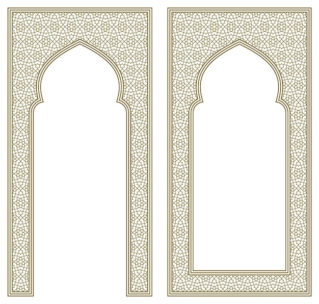 Zet twee rechthoekige frames van het Arabische patroon met een verhouding 2x1