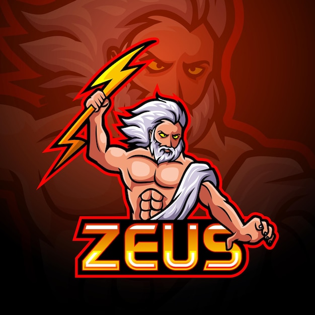 Vector zeus esport logo mascot design