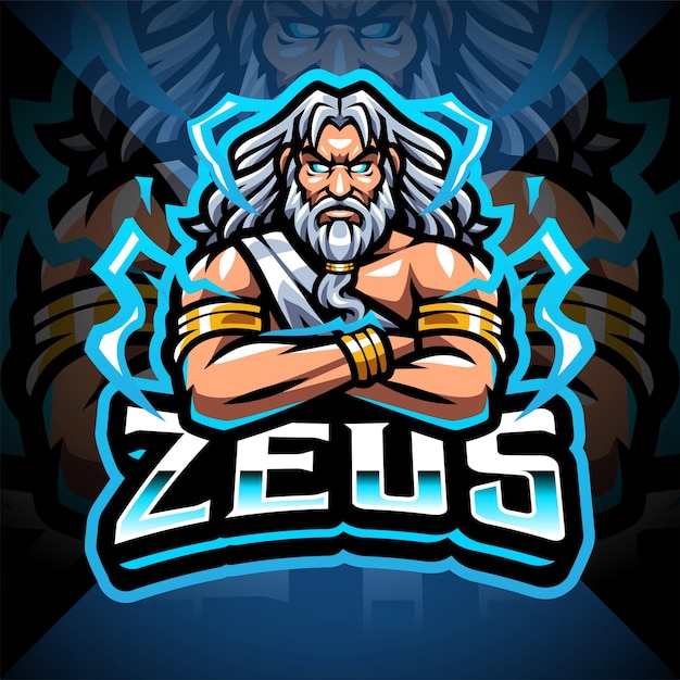 Vector zeus esport mascot logo design