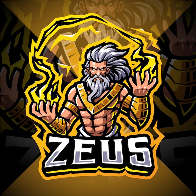 Vettore logo mascotte zeus esport