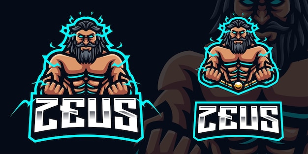 Vector zeus gaming mascot logo-sjabloon voor esports streamer facebook youtube