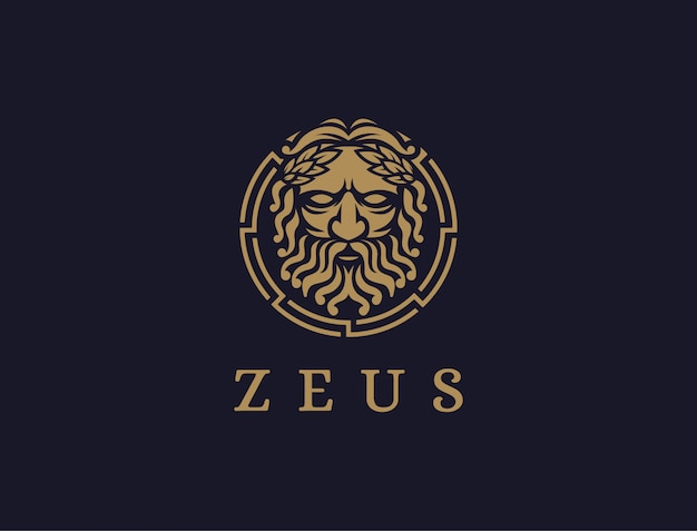 어두운 배경, Lopiter 로고, 목성 로고에 Zeus God 로고 아이콘 그림