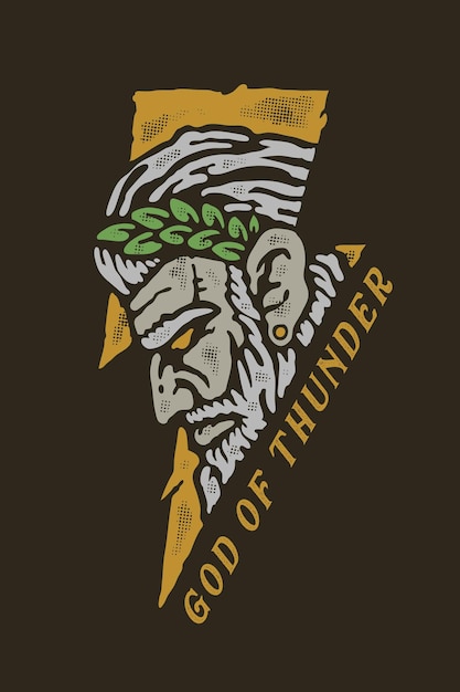 Zeus god of thunder vintage style illustration