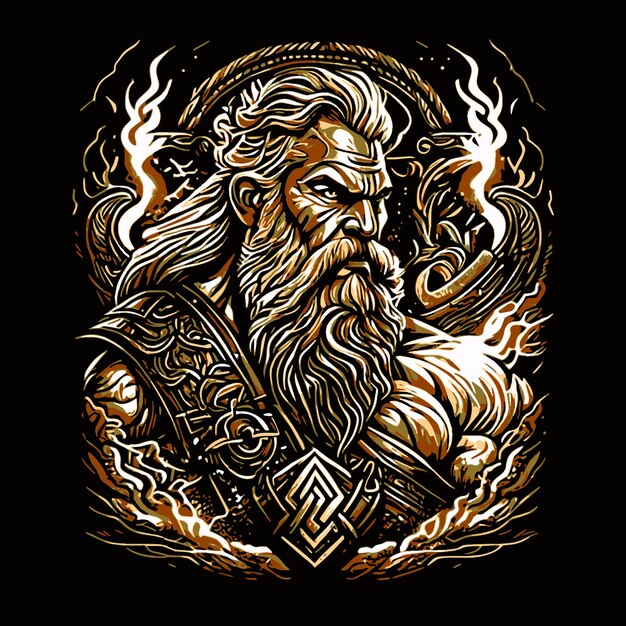 Vector zeus greek god tshirt design vector