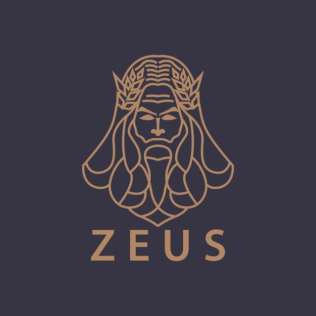 Zeus head line art logo vector vector illustratie