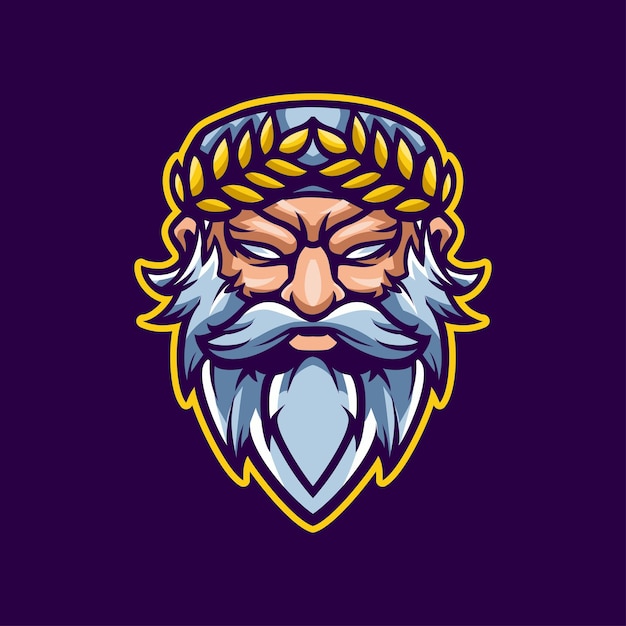 Zeus head mascot cartoon illustration