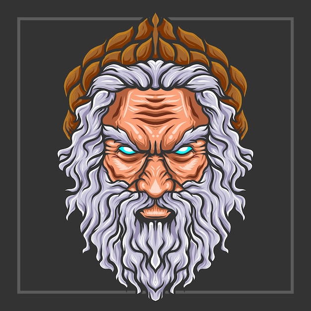 Zeus head mascot esport logo design