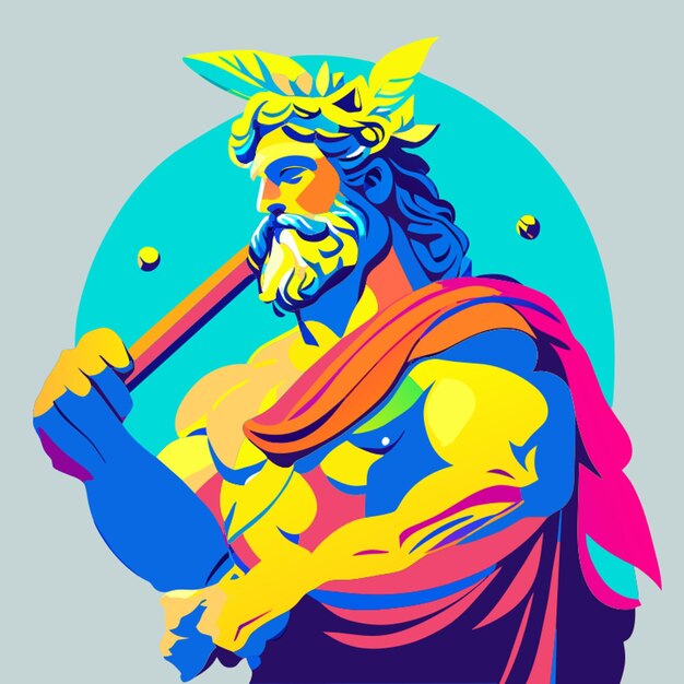 Vector zeus holding olive branch epic heroic