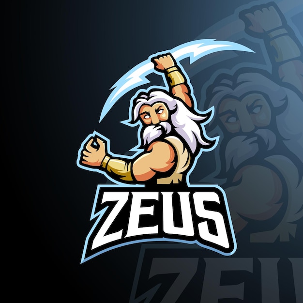 Zeus mascotte logo design vettoriale con stile moderno concetto di illustrazione per la stampa di badge, emblema e t-shirt. illustrazione di zeus arrabbiato per giochi, sport e squadra.