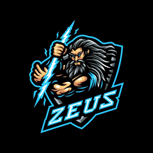 Vector zeus mascot logo esport gaming