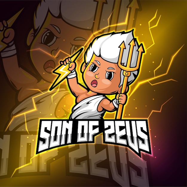 Zeus mascotte esport logo ontwerp