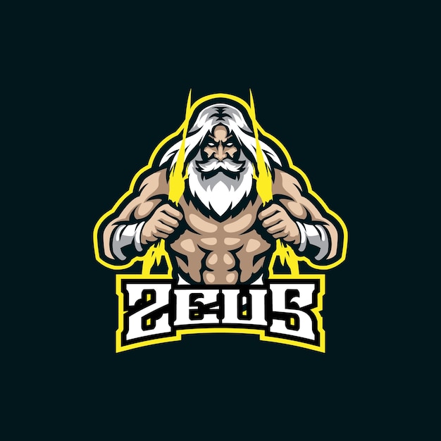 Zeus mascotte logo ontwerp vector met moderne illustratie concept stijl voor badge embleem en t-shirt afdrukken Boze zeus illustratie voor sport en esport team