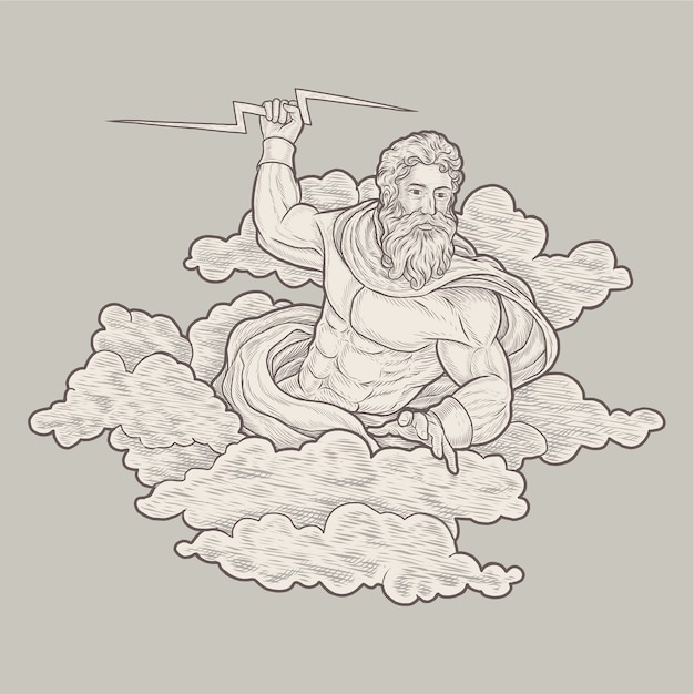 Vector zeus vintage illustratie