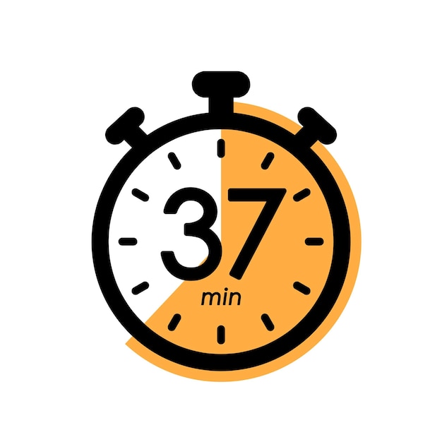 Zevenendertig minuten stopwatch icoon timer symbool kooktijd cosmetische of chemische toepassingstijd 37 min wachttijd vectorillustratie