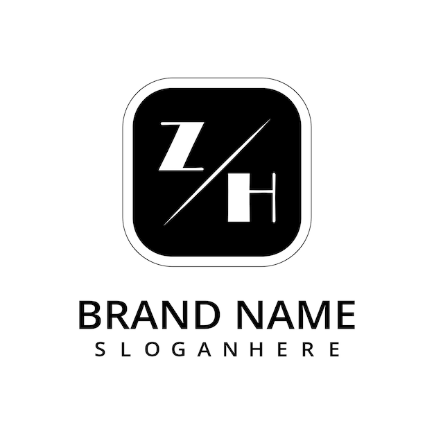 Vector zh initial monogram logo with rectangal style dsign