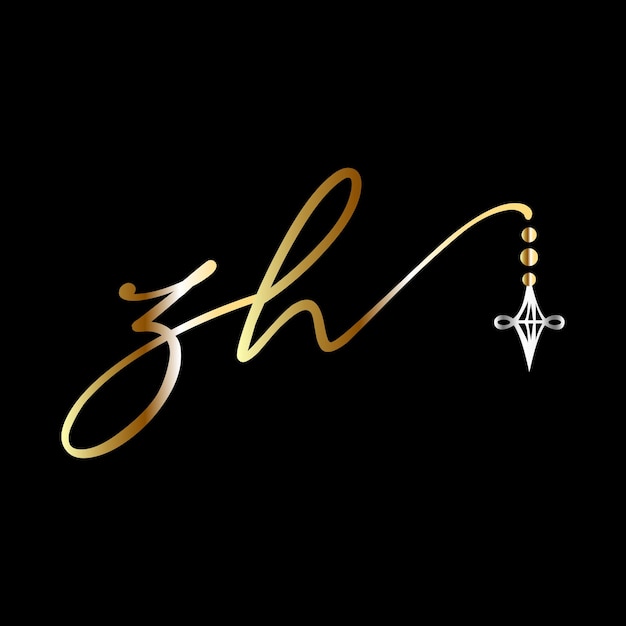 Vector zh initial wedding logo handwriting jewelry logo template vector