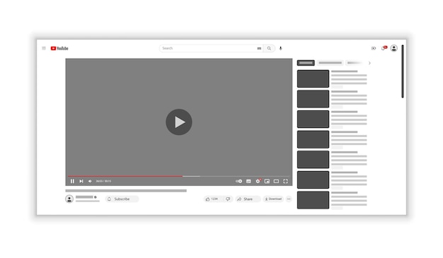 Vector zhytomyr oekraïne 31 januari 2023 youtube-sjablooninterface redactionele illustratie van pupular app web of programma