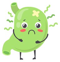 Zieke maag groene mascotte vergiftigingsziekte karakter