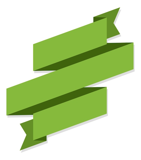 Vector zig zag green ribbon. empty flag label isolated on white background