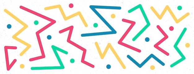 Vector zig-zag lijn en dot doodle cartoon in regenboog en witte achtergrond vector illustratie