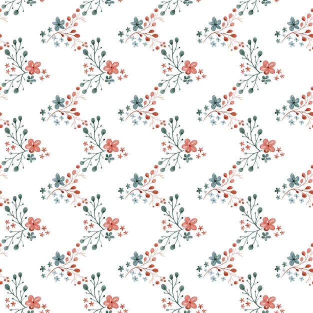 Zigzag pattern of floral elements of red and gray