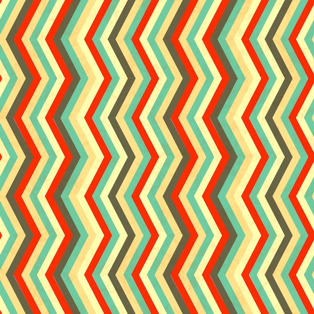 Vector zigzag stripes in retro colours, seamless pattern