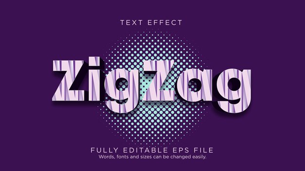 Vector zigzag text effect font type