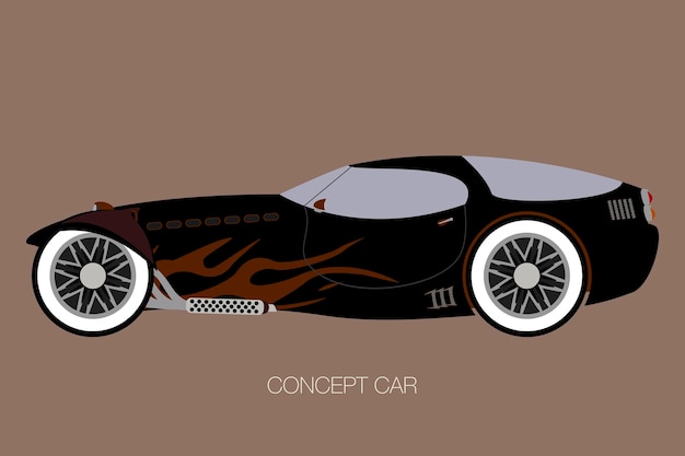 Vector zijaanzicht van supercar vector platte ontwerpstijl volledig bewerkbaar