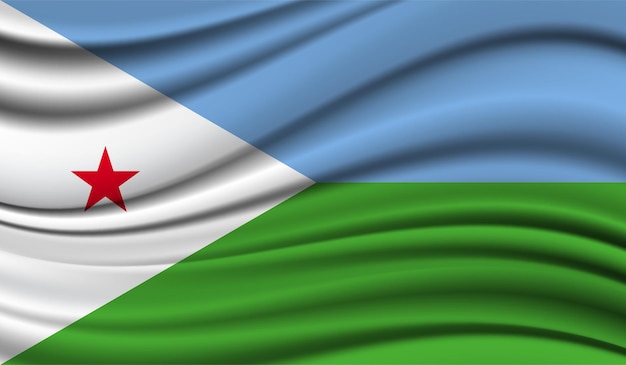 Zijde zwaaiende vlag van Djibouti zijde satijn textuur achtergrond