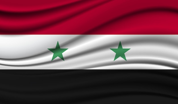 Vector zijde zwaaiende vlag van syrië zijde satijn textuur achtergrond