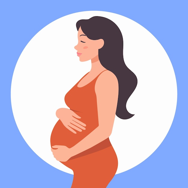 zijkant zicht zwangere vrouw plat ontwerp