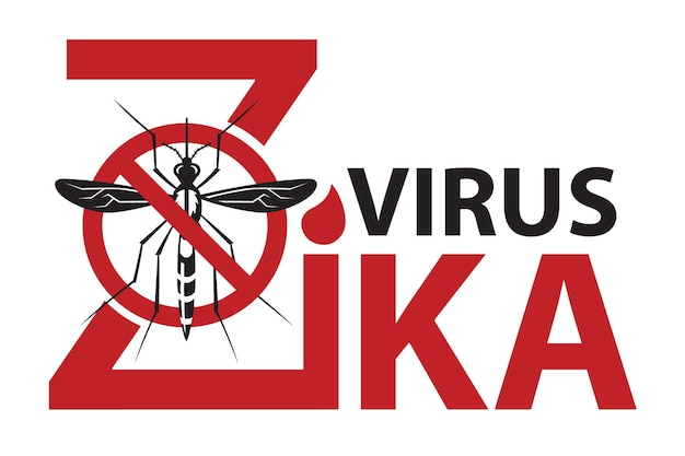 Avviso virus zika con segno di divieto di zanzara