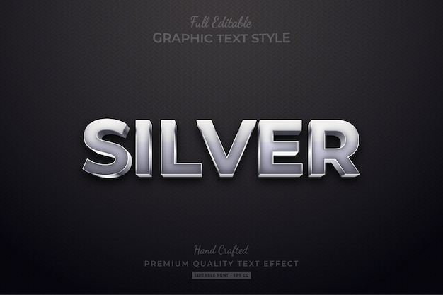 Zilver bewerkbare aangepaste tekststijl effect premium
