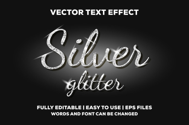 Zilver glitter teksteffect