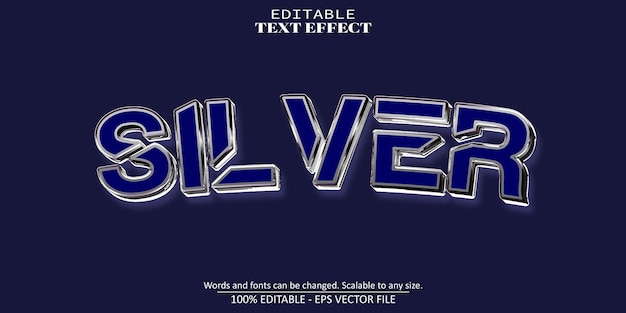 Zilver teksteffect bewerkbare zilveren en metalen tekststijl