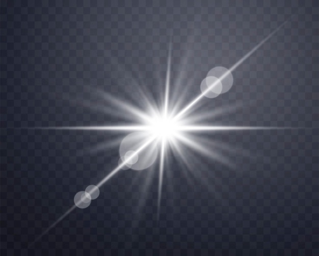 Zilver zonlicht lens flare zonneflits met stralen en spotlight