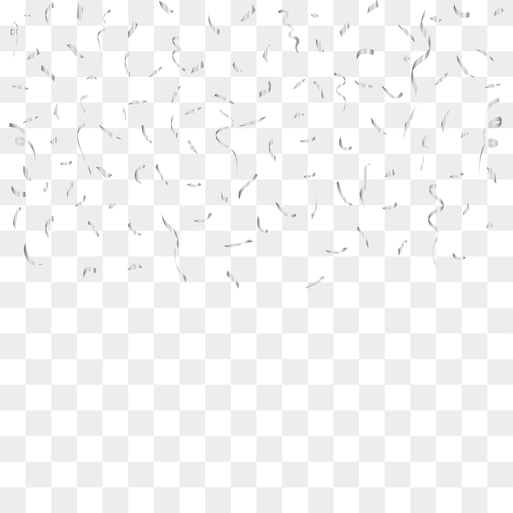 Vector zilveren confetti celebration argent linten festival decor met vallende glanzende glitters