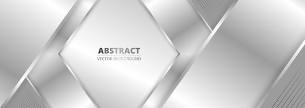 Zilveren luxe brede abstracte achtergrond met metalen gradiënt lijnen frame en vormen