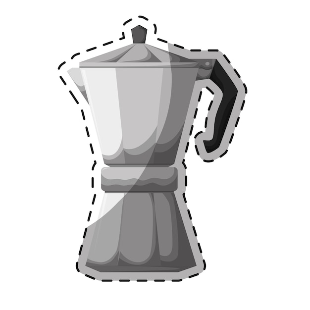 Zilveren metail moka pot pictogram