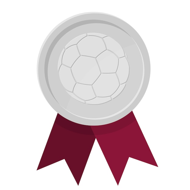 Vector zilveren onderscheidingsmedaille met linten en voetbal voor winnaars