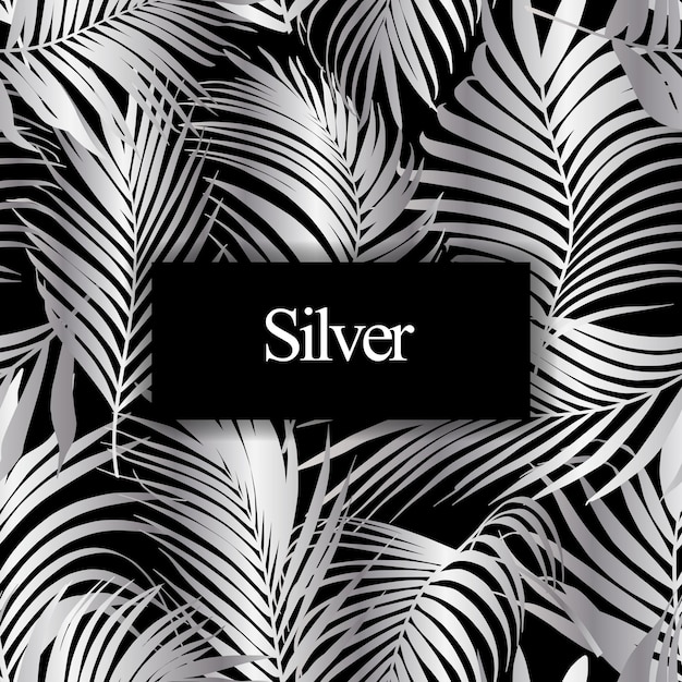 Zilveren palmblad vector naadloos patroon