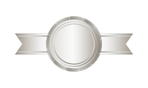 Zilveren stempel met horizontale linten Luxe zegel Lege zilveren zegel Vector illustratie