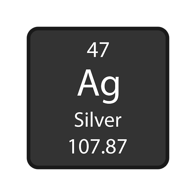 Zilveren symbool scheikundig element van het periodiek systeem vectorillustratie