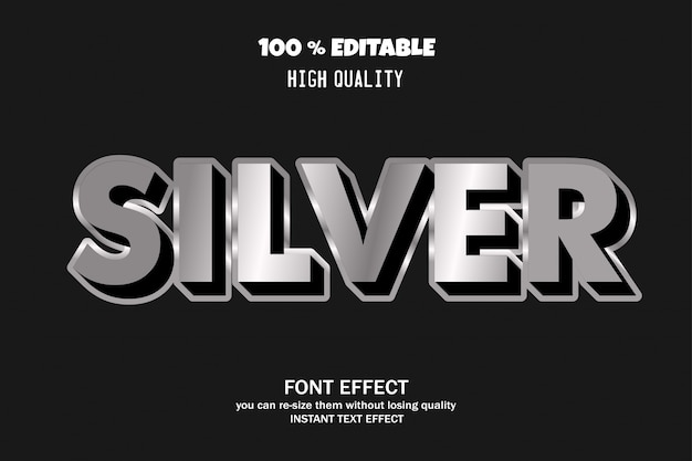 Zilveren tekst, bewerkbaar lettertype-effect